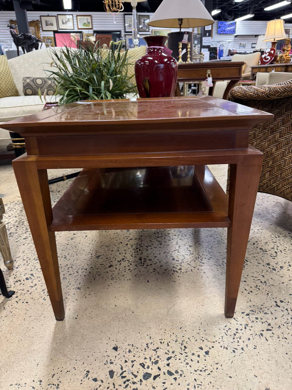 TOMLINSON Wood Mid Century Tiered Side Table