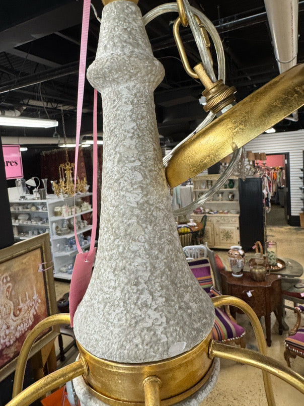 PERIGOLD Gold & Clay Teardrop Detail 6-Arm Chandelier