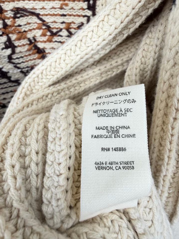 THE GREAT Horse Lodge Wmn's Size M Beige Knit Shawl Collar Cardigan