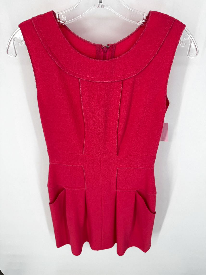 OSCAR DE LA RENTA Size S Coral Print Sleeveless Dress