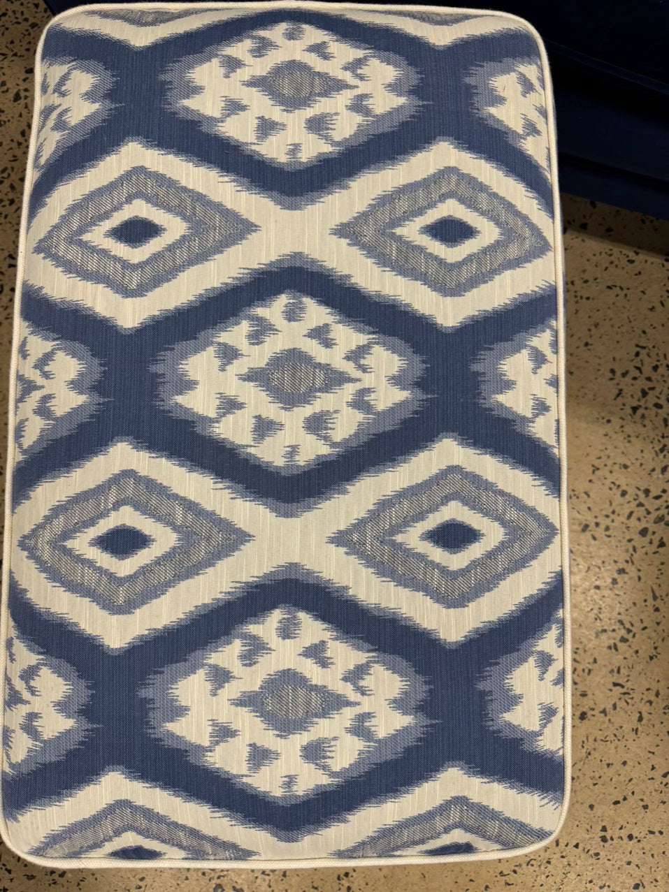 Blue & White Geometric Club Chair & Ottoman