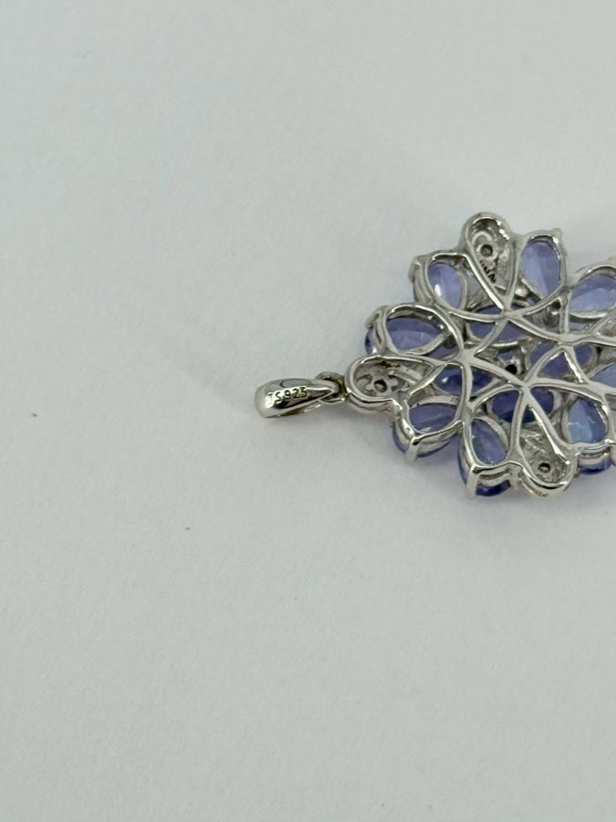 STERLING SILVER Amethyst & Diamond Pendant