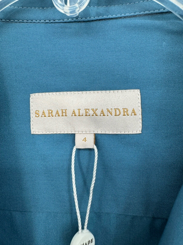 SARAH ALEXANDRA Size 4 Teal Cotton Button Down Blouse NWT