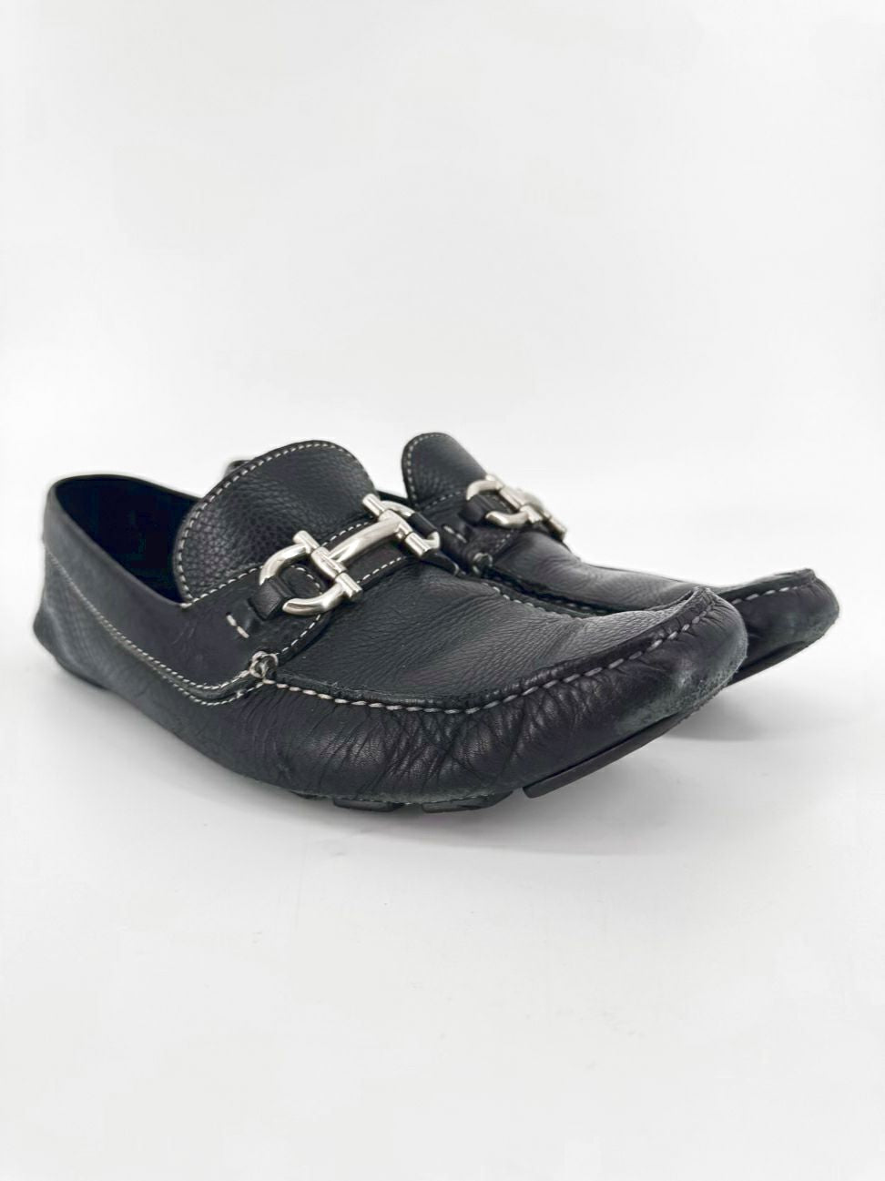 SALVATORE FERRAGAMO Size 9 Black Leather Horsebit Loafers