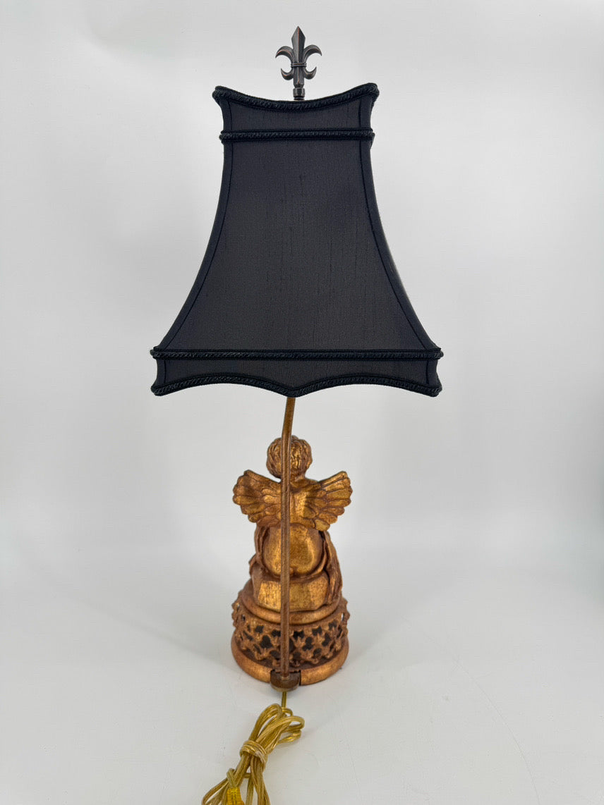 Gold Resin Angel Lamp w/ Chelsea House Shade