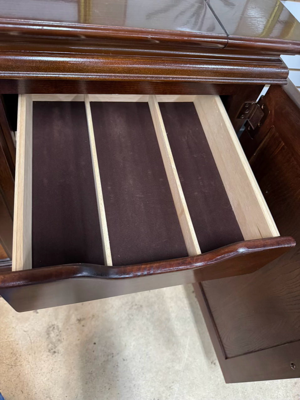 Two-Tone Wood Carved Server w/ Foldout Top