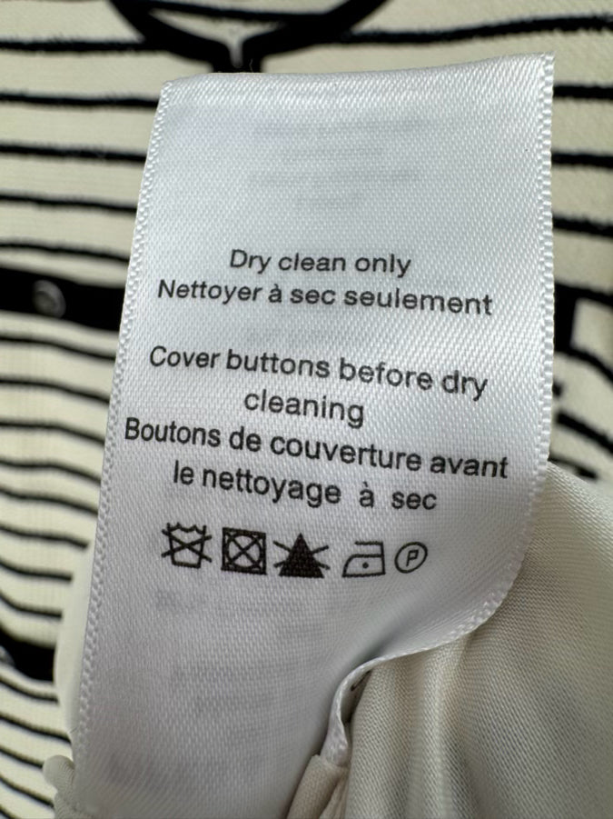 VERONICA BEARD Size 8 Cream & Black Stripe Blazer