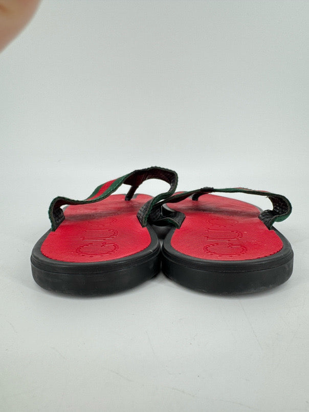 GUCCI Size 10 Black & Red Flip Flops