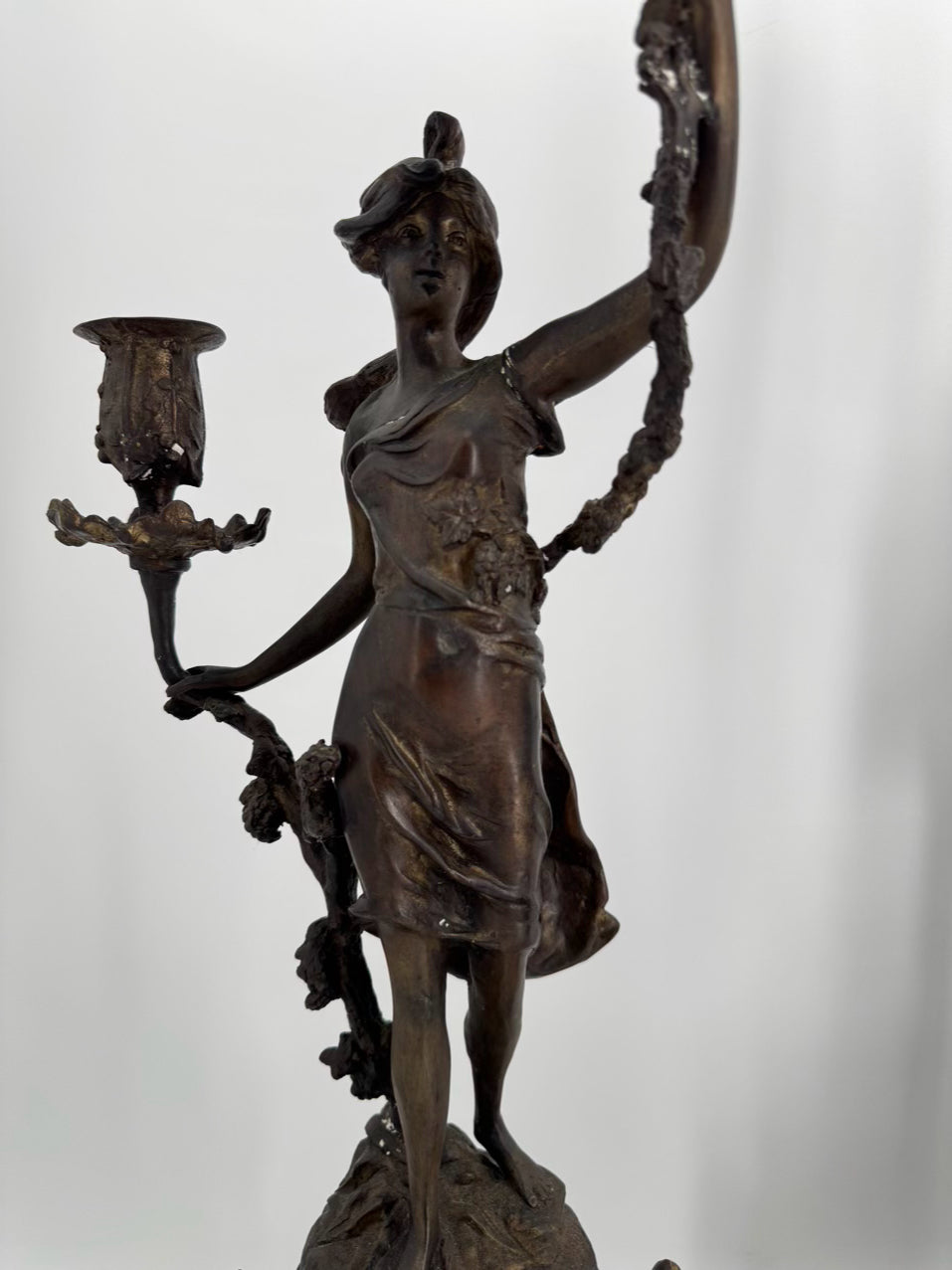 Bronze Decorative Ladies Pair of Candelabras