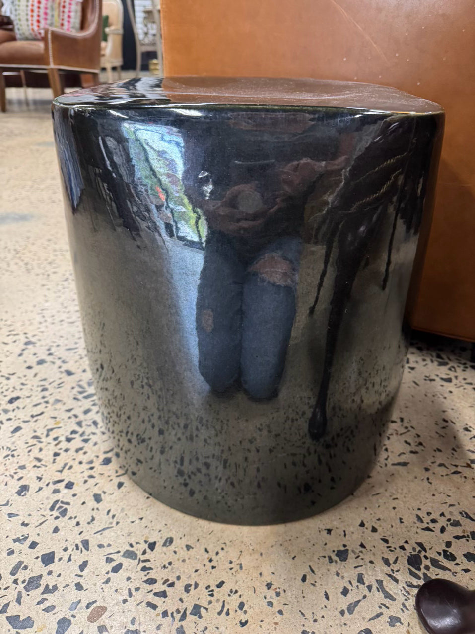 Black Ceramic Garden Stool