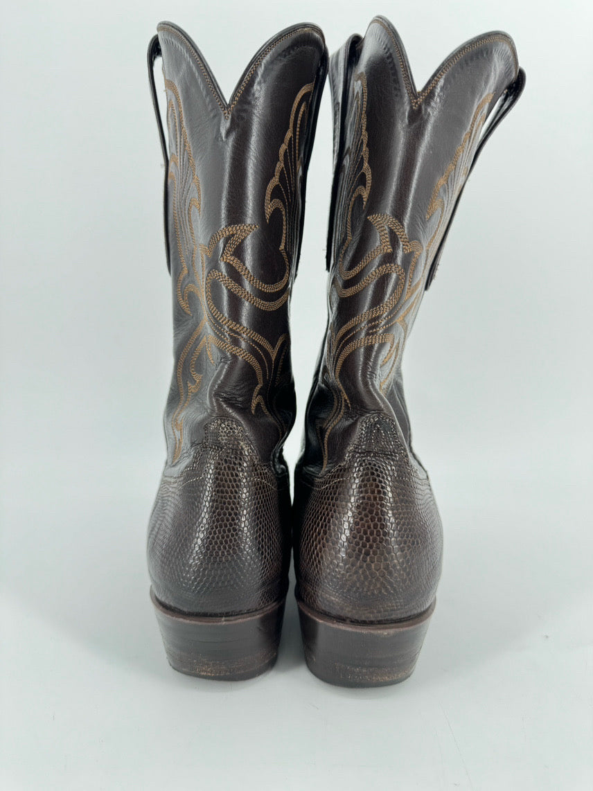 TRES OUTLAWS Size 10 Dark Brown Leather Cowboy Boots