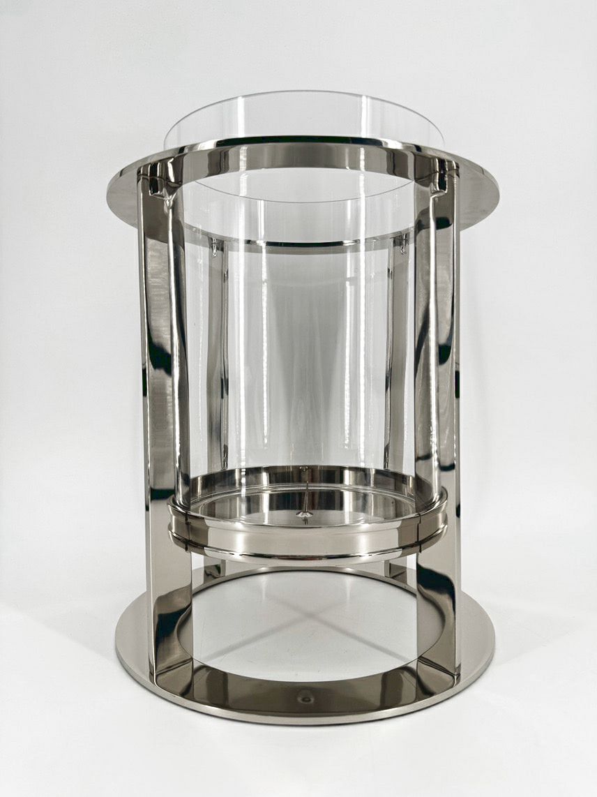 RALPH LAUREN Nickle Plate & Glass Hurricane Candle Holder