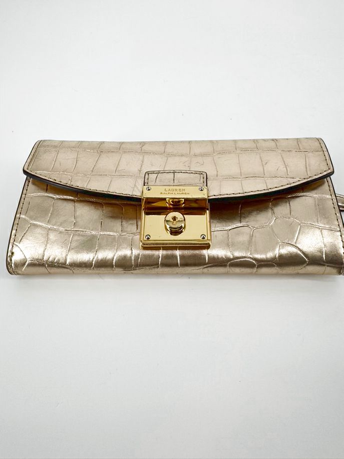 RALPH LAUREN Gold Alligator Wallet