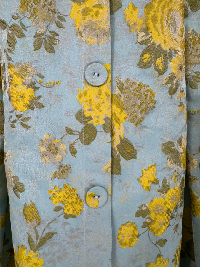 ABBEYGLASS Size M Teal & Yellow Floral Textured Skirt