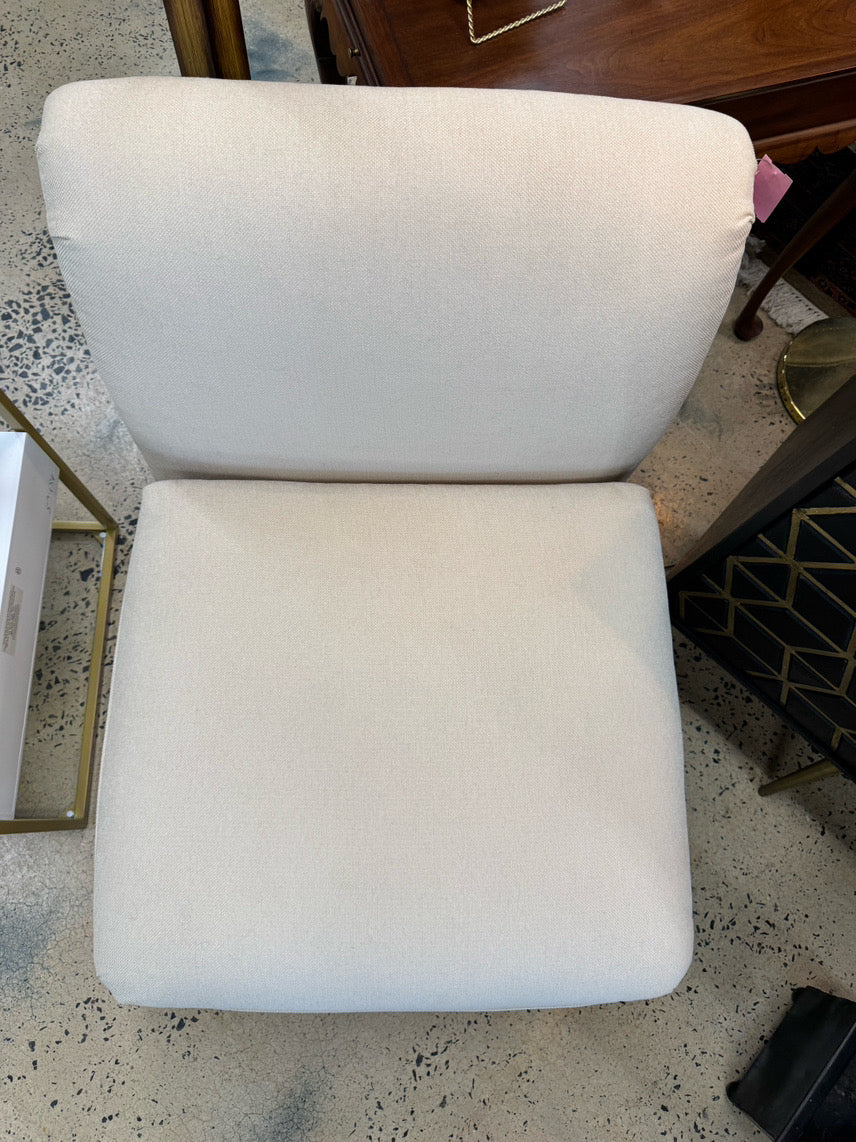 Cream Slipper Chair w/ Bun Feet