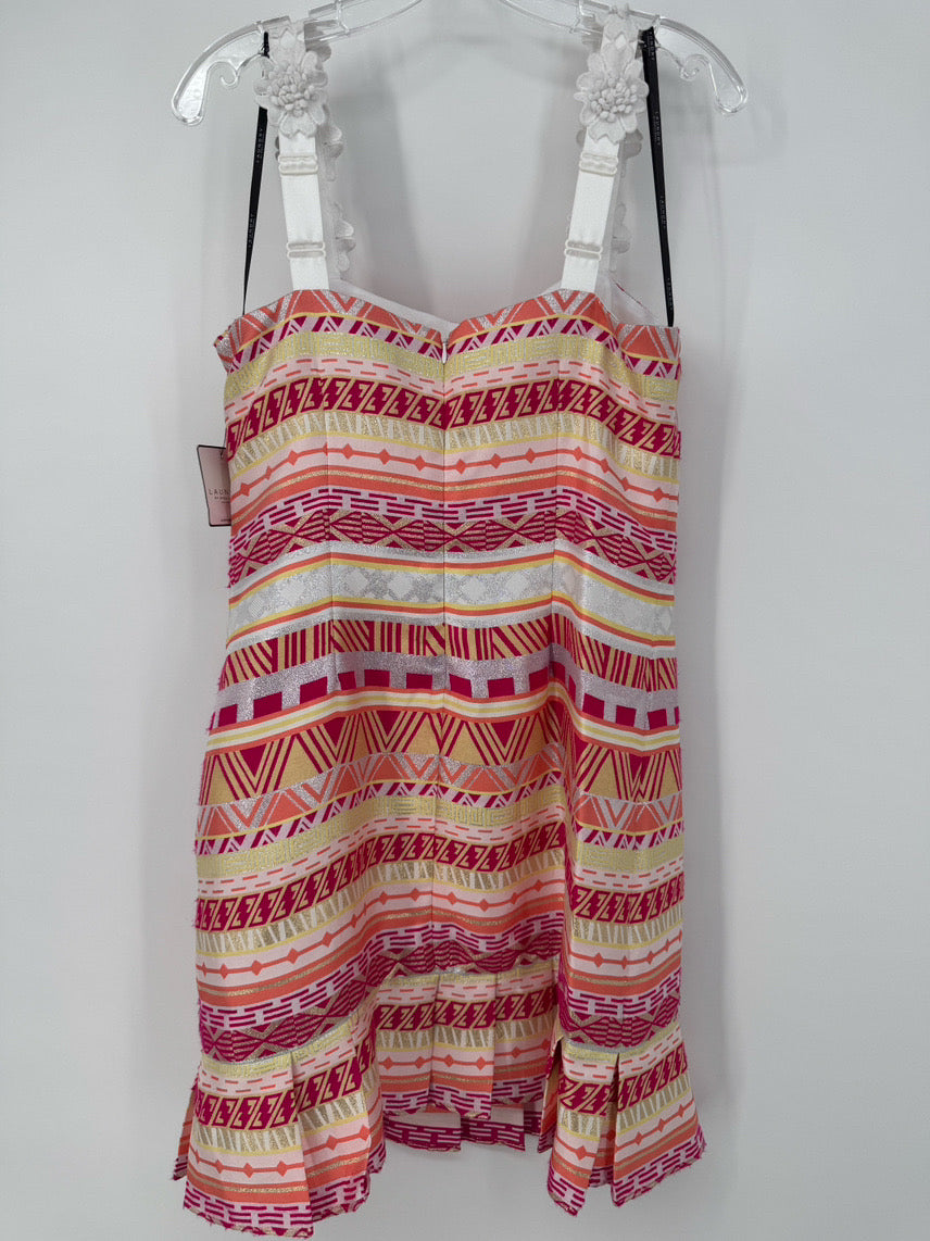 LAUNDRY BY S SEGAL Size 6 Magenta/Gold Print Sleeveless Dress