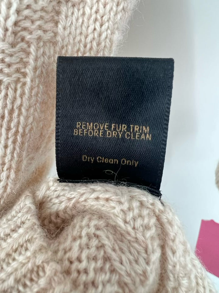 BELLARIO Khaki Size M Cashmere & Rabbit Fur Sweater