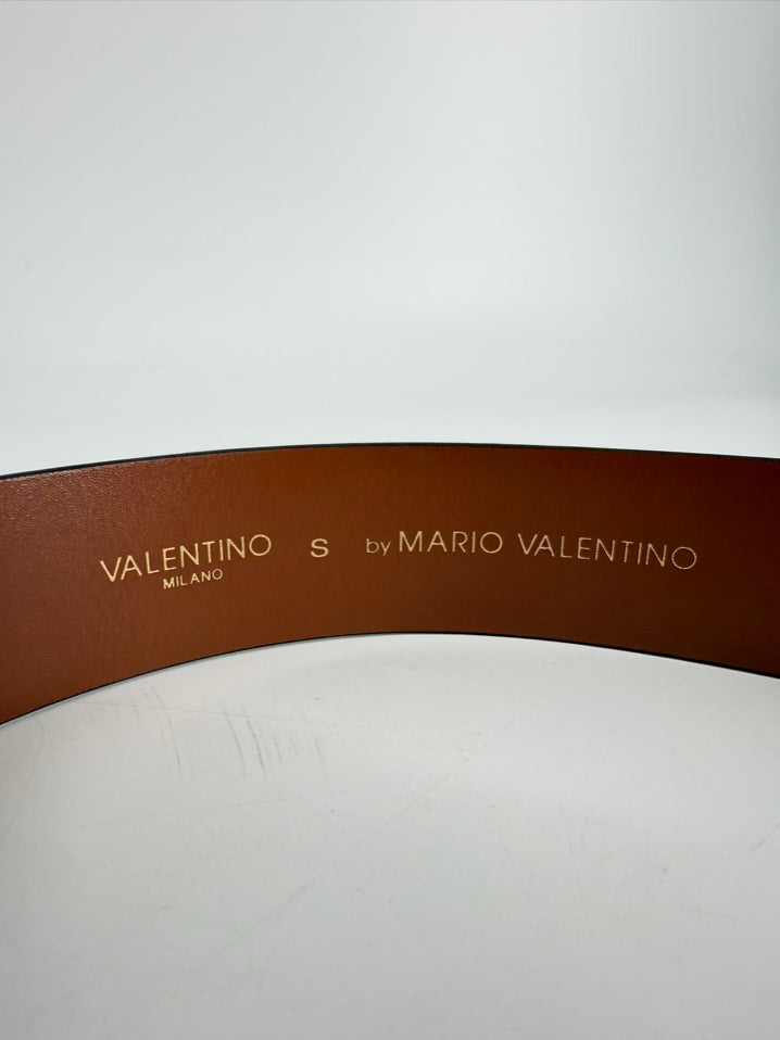 VALENTINO By MARIO VALENTINO sm Cream & Brown Leather Belt