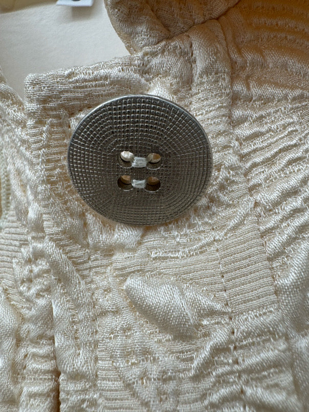 OSCAR DE LA RENTA Size 8 Champagne Embossed Floral Jacket