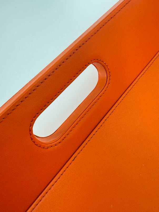 WILLIAMS SONOMA Orange Leather Tray