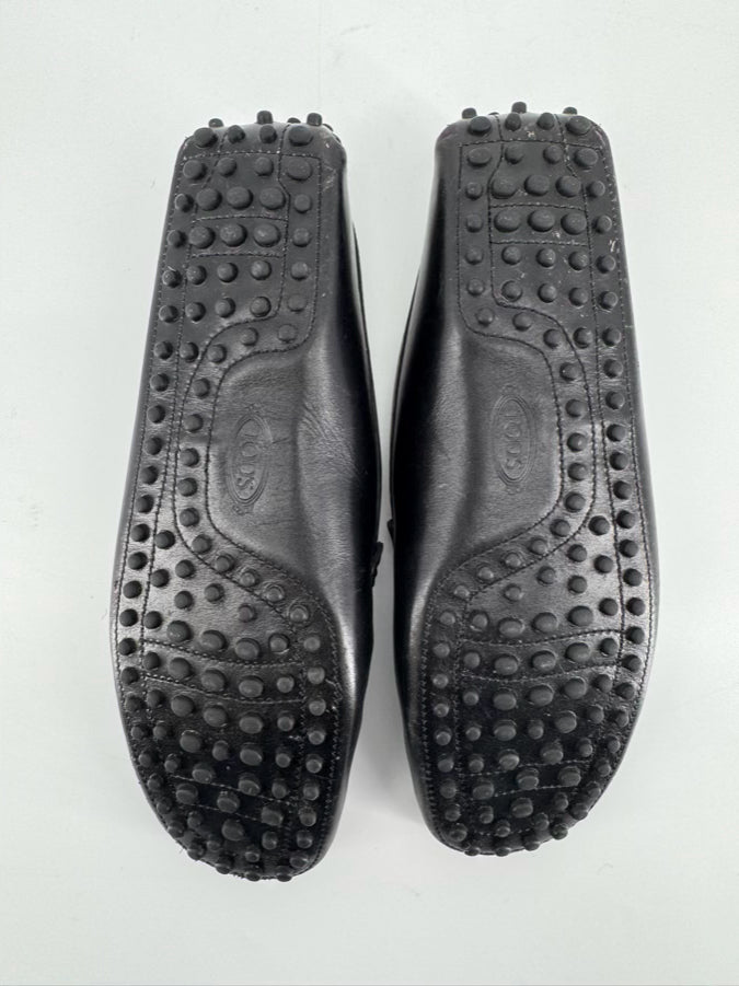 TODS Size 39 Black Leather Flats