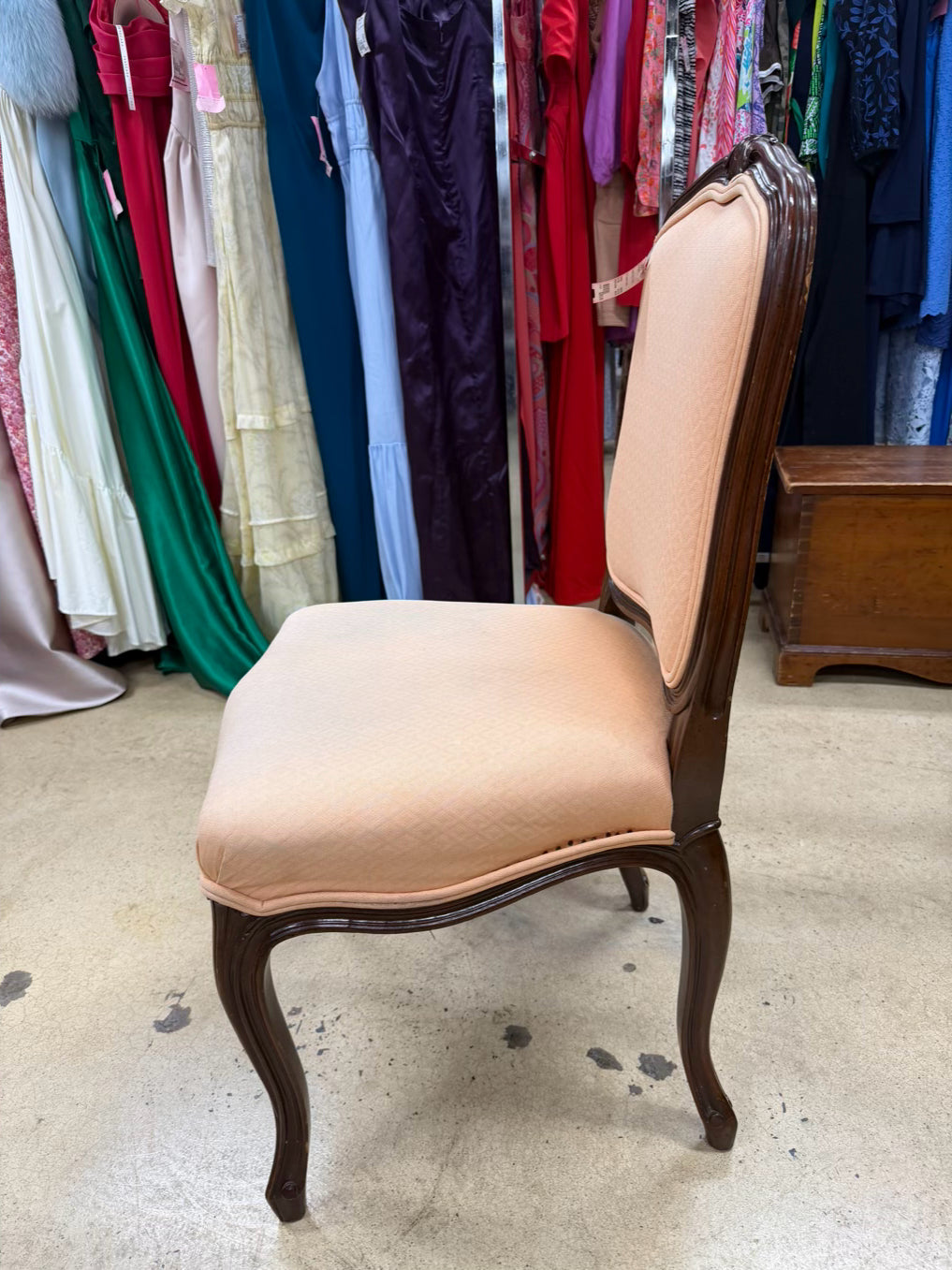 Wood Country French Set of 4 Chairs w/ Salmon Fabric