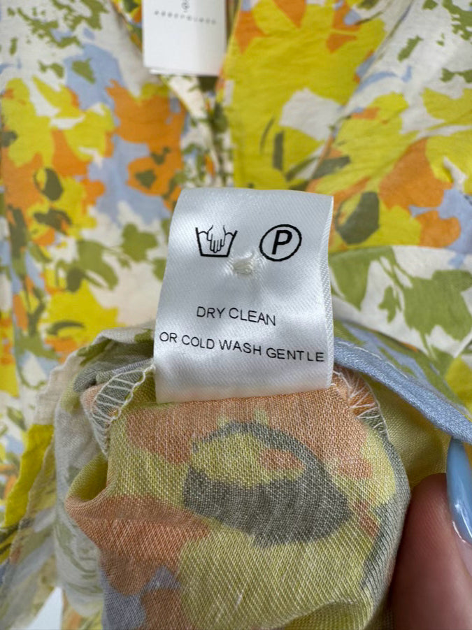 ABBEYGLASS Size 2XL Yellow & Green Foliage Print Effie Blouse NWT