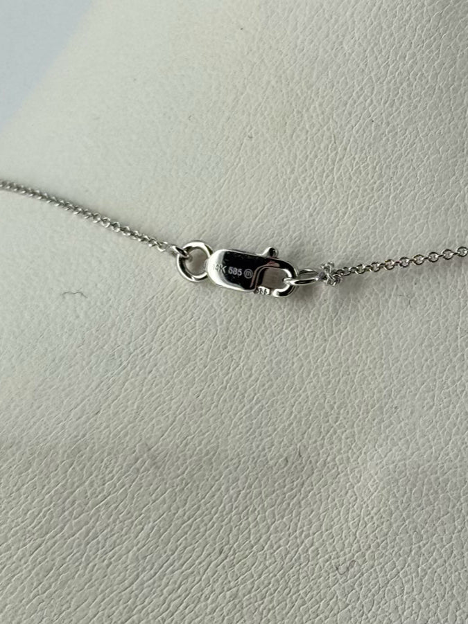 14K WHITE GOLD Bar Pendant Necklace