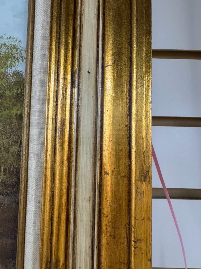E. NEWHOLD Landscape Painting in Gold Frame