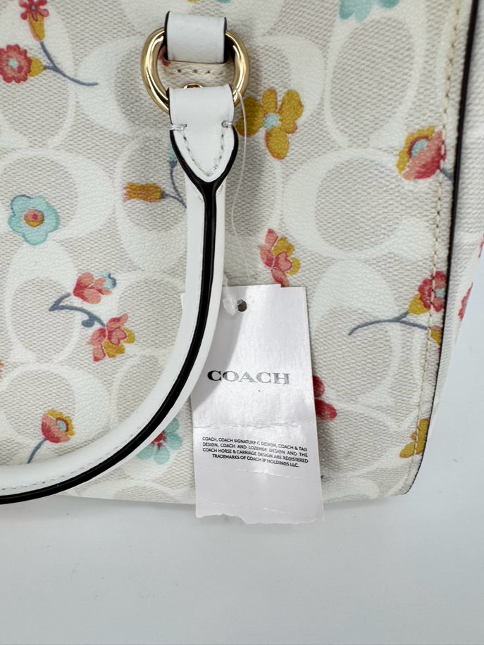 COACH Blue & Yellow Floral Rowan Satchel Purse NWT