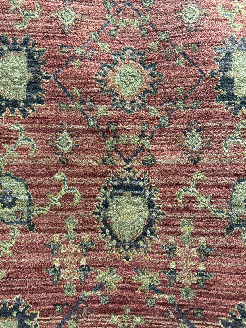 Brick & Cream Wool Area Rug