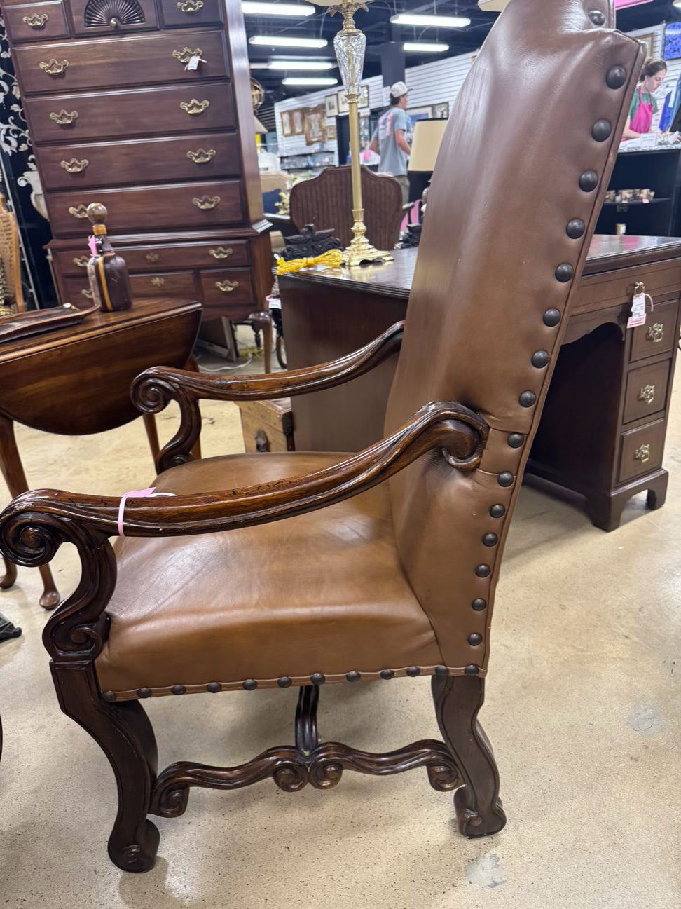 Wood & Leather Nailheads Chair