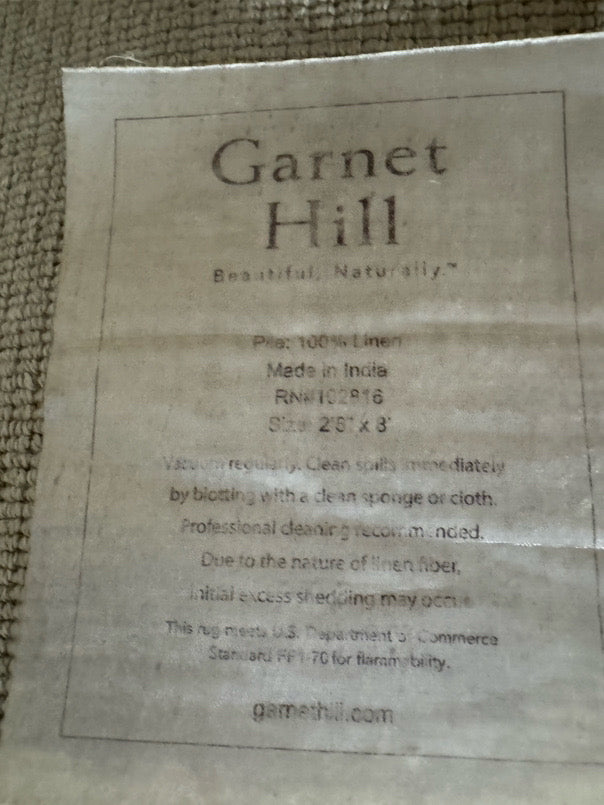 GARNET HILL Cream & Taupe Linen Runner