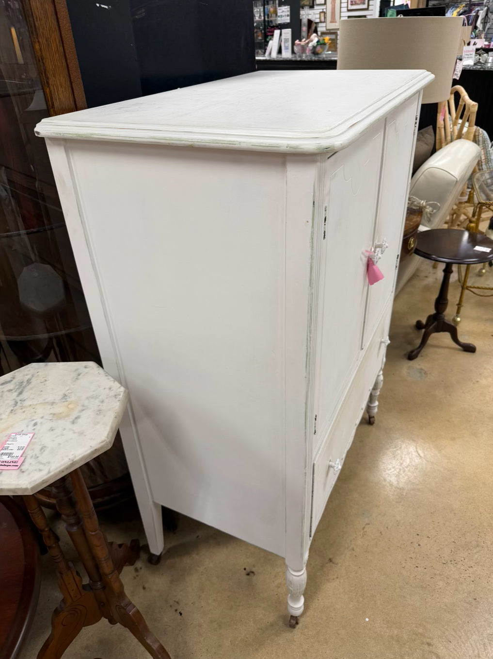 VINTAGE White Wood Shabby Chic Chest
