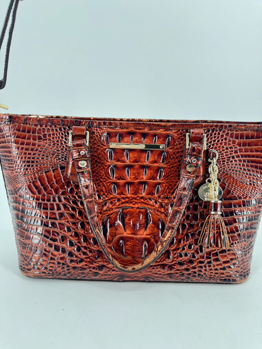 BRAHMIN Pecan Embossed Croc Leather Purse