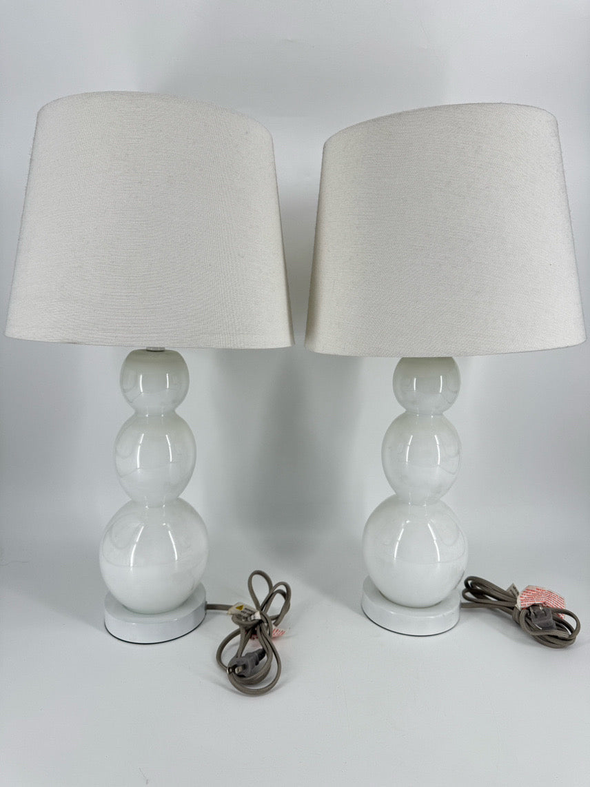 SAFAVIEH White Jayne Three Sphere Glass Pair of Lamps