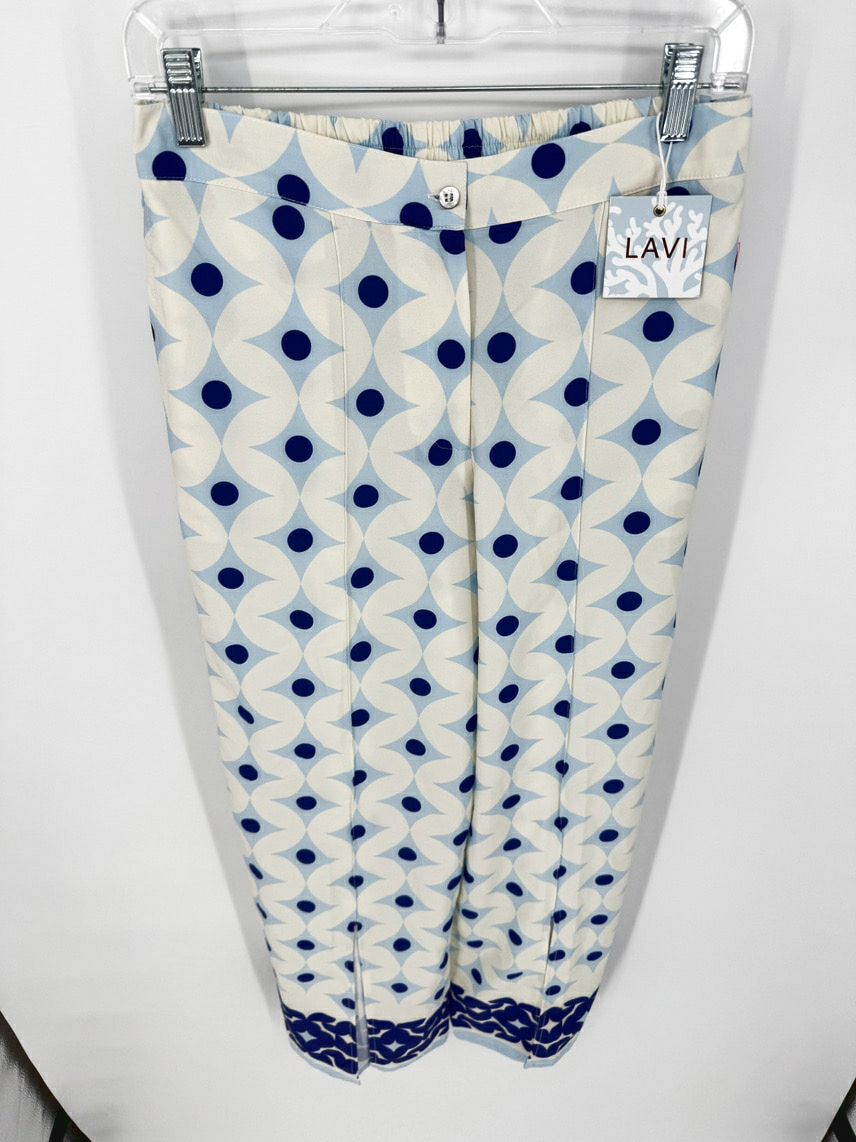 LAVI Size Wmn's L Blue & Cream Print Pants NWT