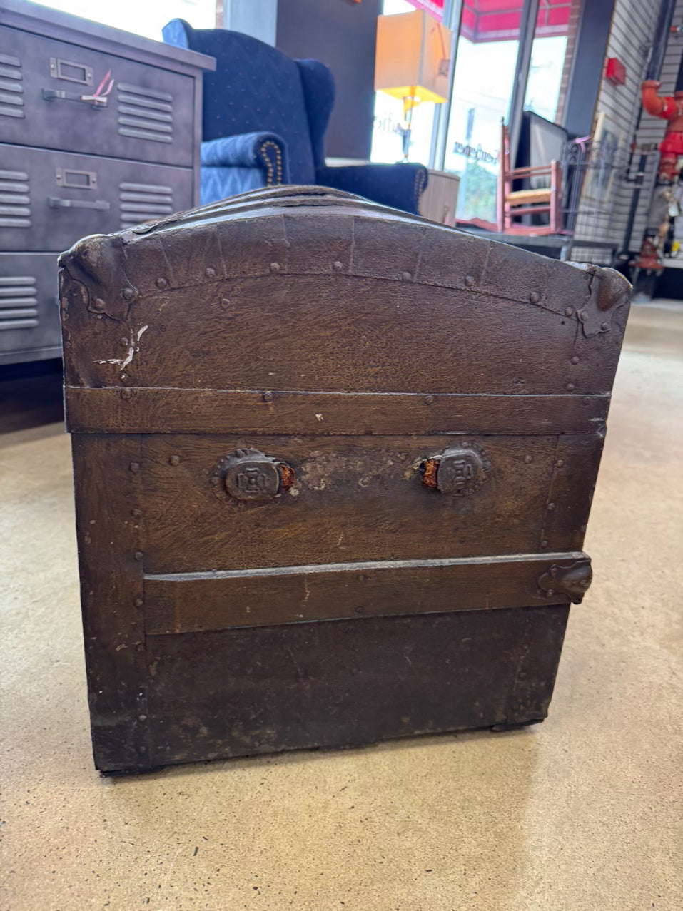 ANTIQUE Wood Roll Top Trunk