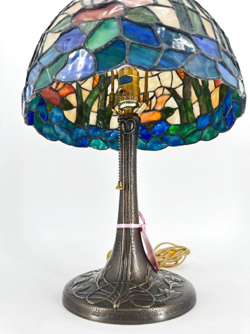 Cream, Green & Blue Tiffany Style Lamp