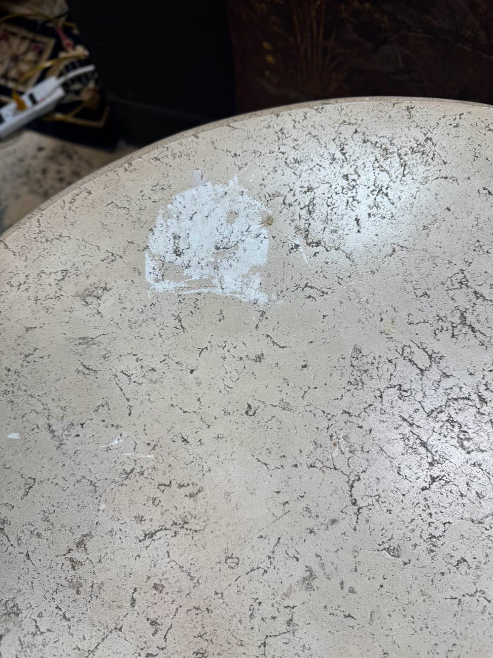 Marble Look Feather Design Pedestal Occasional Table
