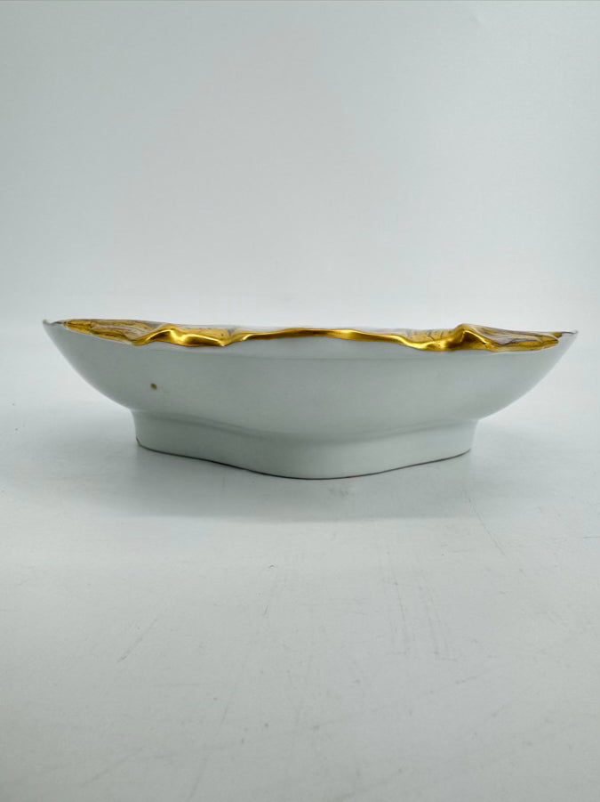 MOTTAHEDEH Rust & Gold Porcelain Sacred Bird and Butterfly Dish
