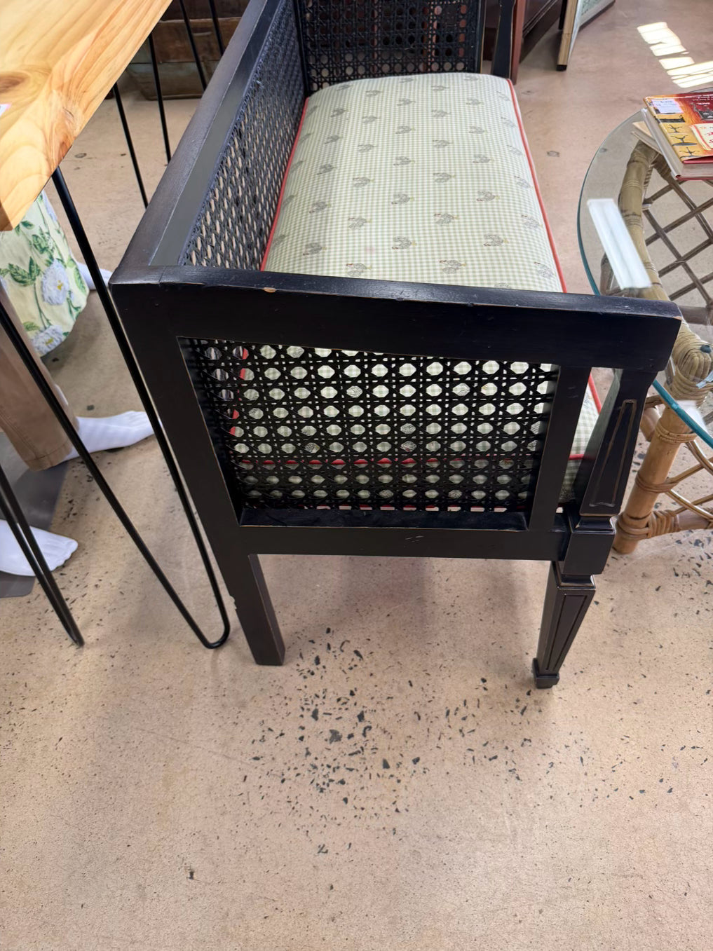 Black Wood Cane Bench