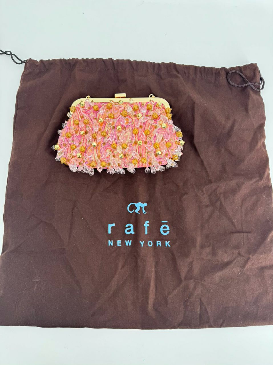 RAFE Pink & Gold Beaded Evening Bag