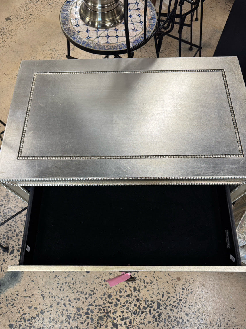 PIER 1 Silver Wood Beaded-Look End Table
