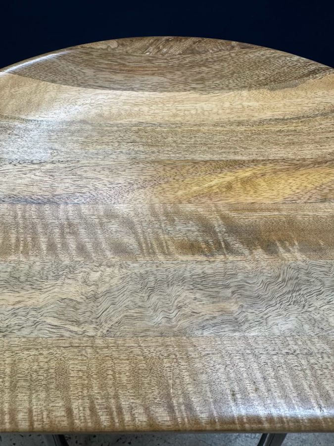 WEST ELM Natural Wood & Gray Steel Counter Stool