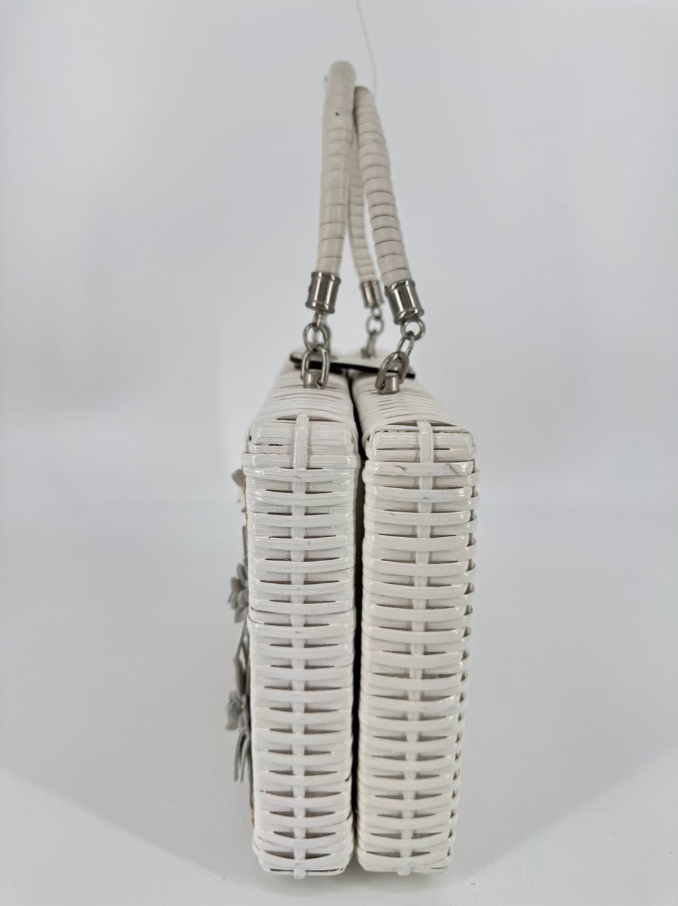 PATRICIA NASH White & Cream Wicker Embroidered Purse
