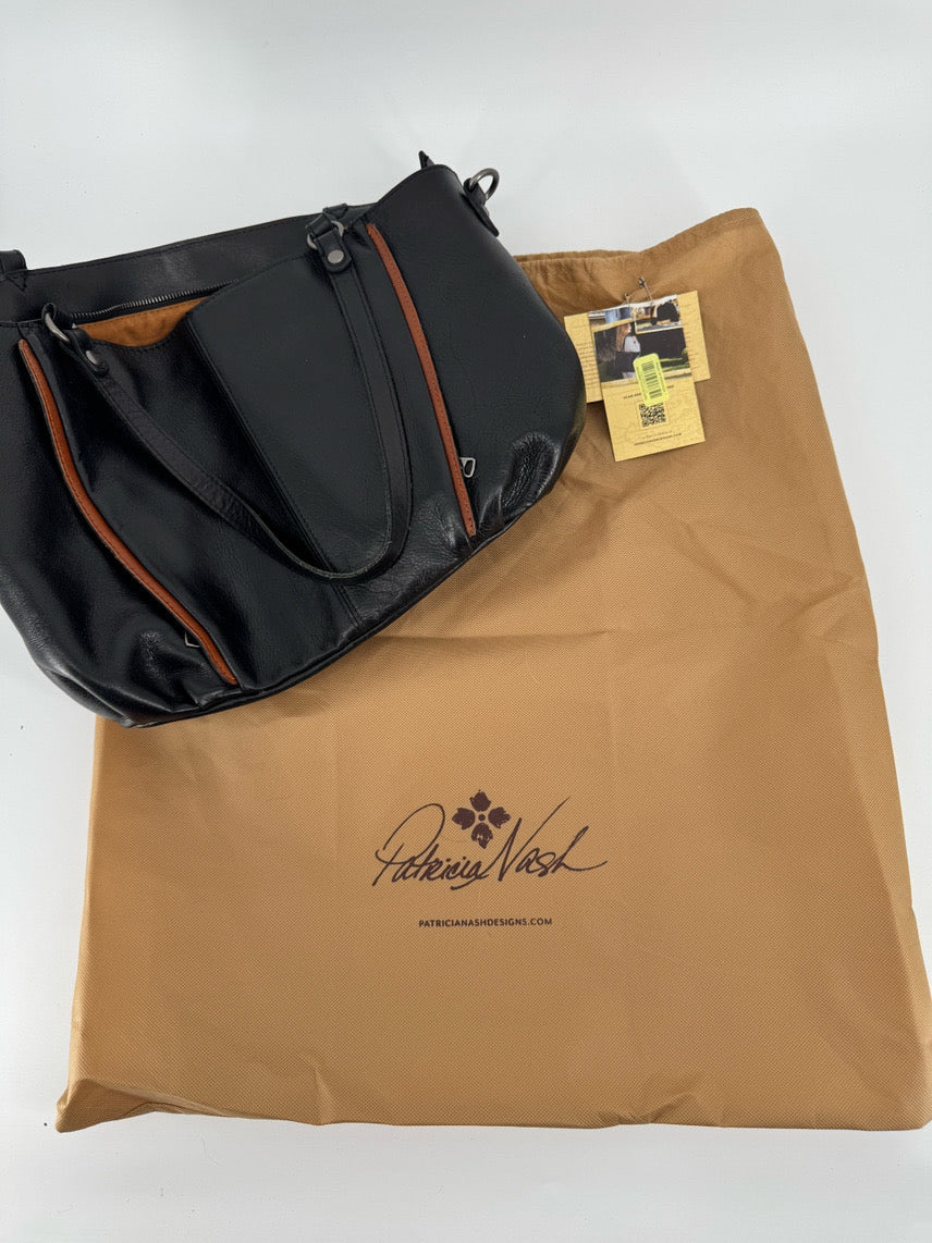 PATRICIA NASH Black & Brown Leather Purse