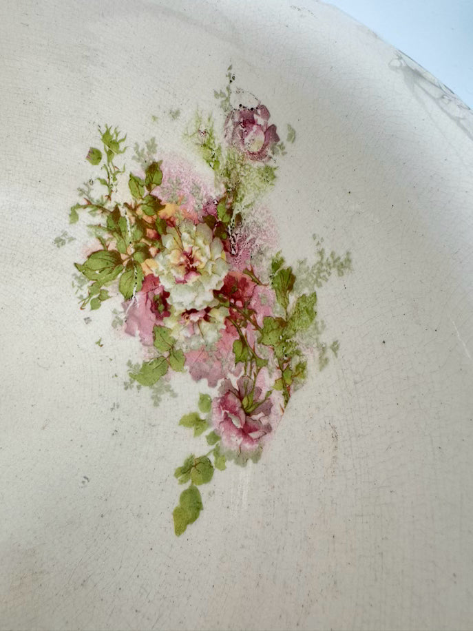 VINTAGE Pink & Green Floral Wash Bowl