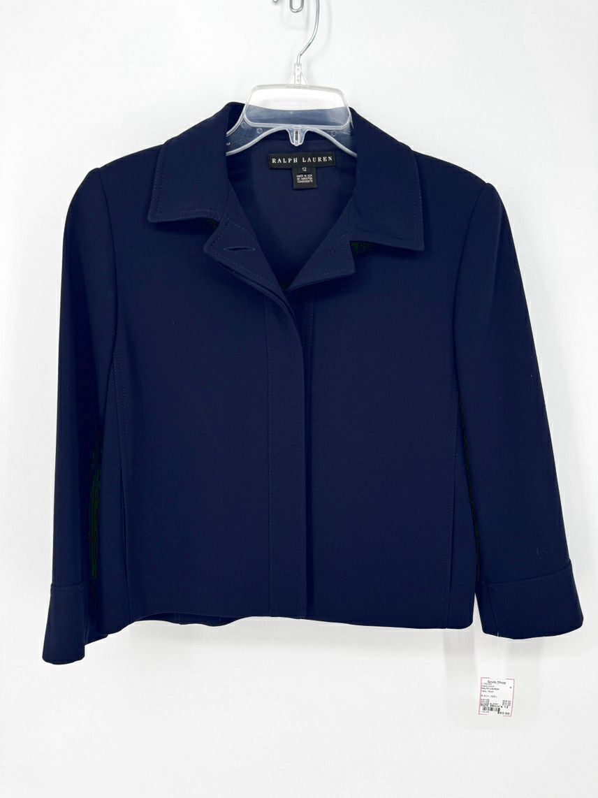 RALPH LAUREN BLACK LABEL Size 12 Navy Wool Blazer