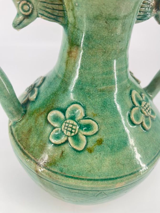 Celadon Embossed Flower Dragon-Shaped Handles Jug